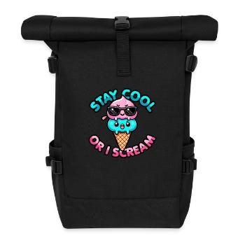 Kawaii Frozen Treat – Bleib cool oder ich schreie - Rolltop Rucksack - Schwarz - Vorne