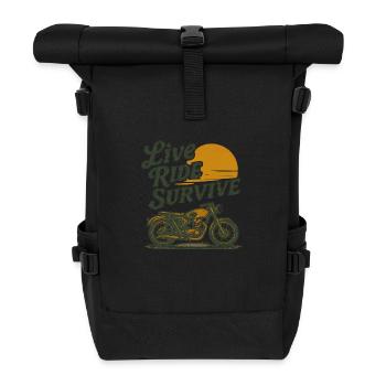 motorbike live ride survive vintage style - Roll Top Backpack - black - Front