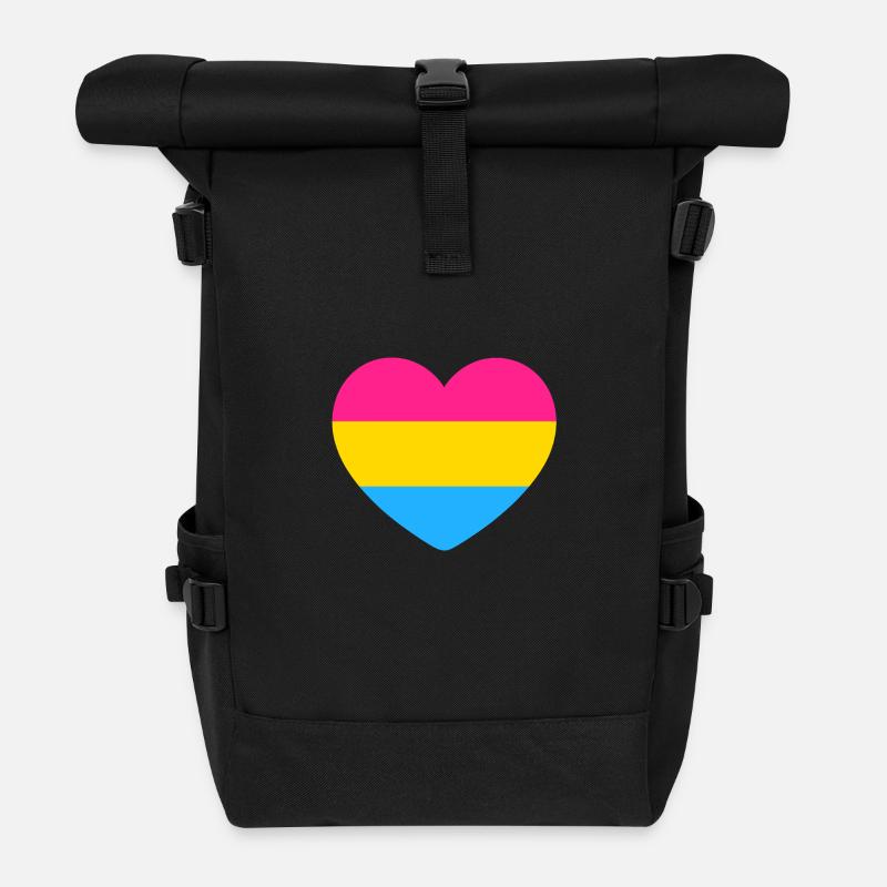Pan-Flagge Herz - Rolltop Rucksack - Schwarz