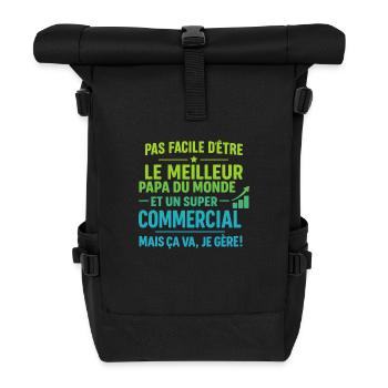 Super papa et commercial cadeau fête des pères - Sac à dos roll top - noir - Devant