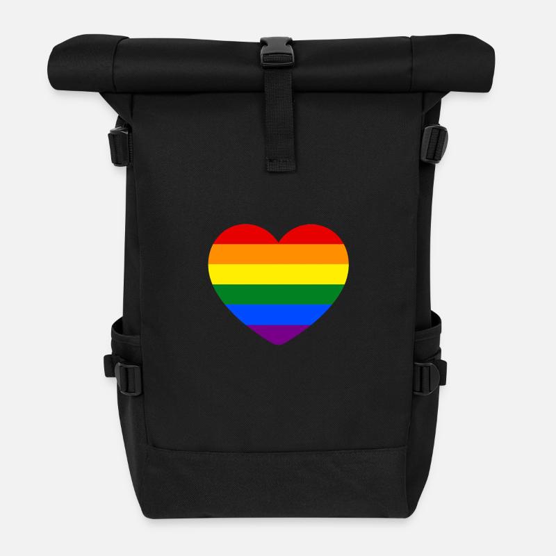 Coeur arc-en-ciel - Sac à dos roll top - noir