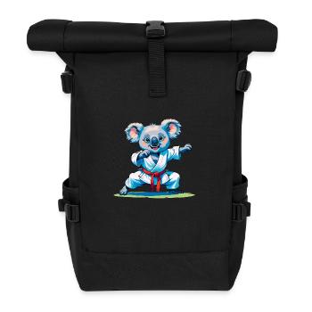 koala doing karate - Roll Top Backpack - black - Front