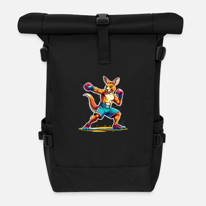 Känguru-Kickboxen - Rolltop Rucksack - Schwarz