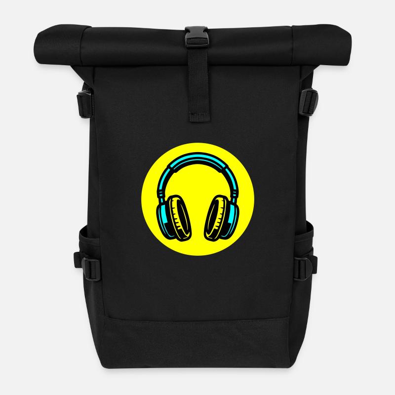 Kopfhörer Symbol Musik - Rolltop Rucksack - Schwarz