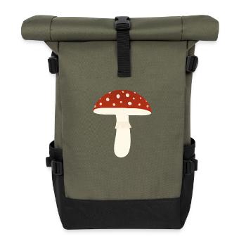 Toadstool Fly Agaric Mushroom - Roll Top Backpack - olive/black - Front
