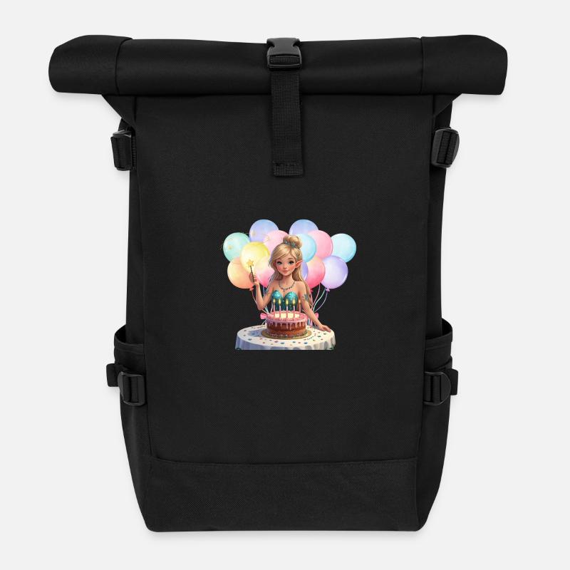 Geburtstagsfee – Magisches Feen-Motiv mit Torte & - Rolltop Rucksack - Schwarz