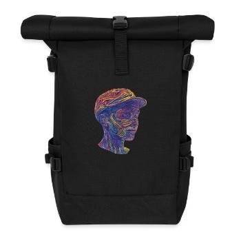 Abstraktes Porträt mit bunten Linien. - Rolltop Rucksack - Schwarz - Vorne