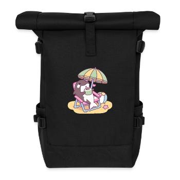 Süßer Orca, der unter dem Sonnenschirm chillt - Rolltop Rucksack - Schwarz - Vorne