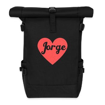 Jorge Name Red Heart Love Fan Retro - Roll Top Backpack - black - Front