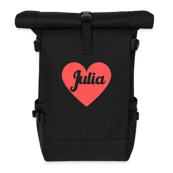 Julia Name Rotes Herz Liebe Fan Retro - Rolltop Rucksack - Schwarz - Vorne