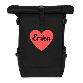 Erika Name Rotes Herz Liebe Fan Retro - Rolltop Rucksack - Schwarz - Vorne