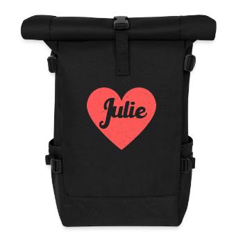 Julie Name Rotes Herz Liebe Fan Retro - Rolltop Rucksack - Schwarz - Vorne