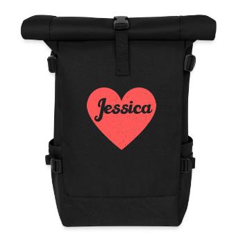 Jessica Nom Coeur Rouge Amour Fan Rétro - Sac à dos roll top - noir - Devant