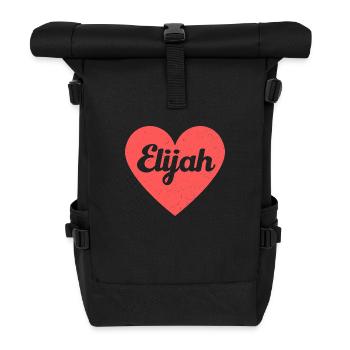 Elijah Name Red Heart Love Fan Retro - Roll Top Backpack - black - Front