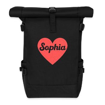Sophia Name Rotes Herz Liebe Fan Retro - Rolltop Rucksack - Schwarz - Vorne