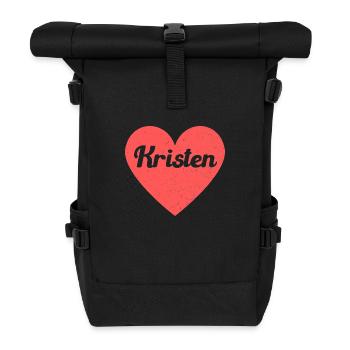 Kristen Name Rotes Herz Liebe Fan Retro - Rolltop Rucksack - Schwarz - Vorne