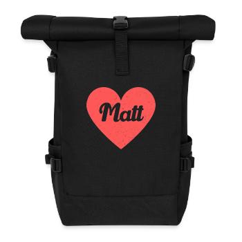 Nom Matt Coeur Rouge Amour Fan Rétro - Sac à dos roll top - noir - Devant