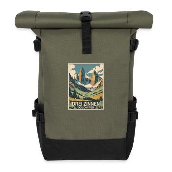Drei Zinnen Dolomiten - Rolltop Rucksack - Olive/Schwarz - Vorne
