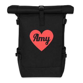 Amy Name Red Heart Love Fan Retro - Roll Top Backpack - black - Front