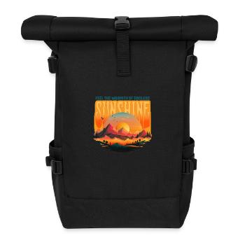 Endloser Sonnenschein Retro Berge Sonnenuntergang - Rolltop Rucksack - Schwarz - Vorne