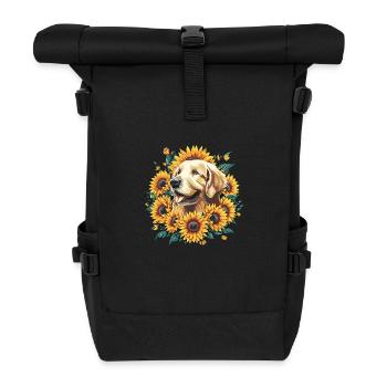 Sunflower Retriever – L’amour doré en fleurs - Sac à dos roll top - noir - Devant
