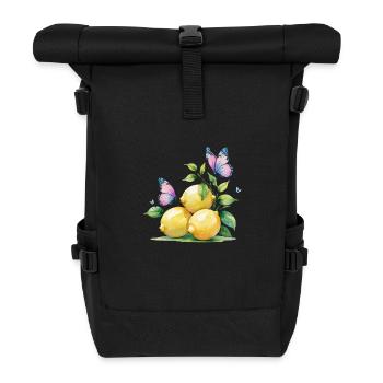 Zitronen & Schmetterlinge – Frisch Bunt & Fröhlich - Rolltop Rucksack - Schwarz - Vorne