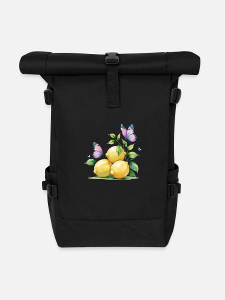 Zitronen & Schmetterlinge – Frisch Bunt & Fröhlich - Rolltop Rucksack - Schwarz