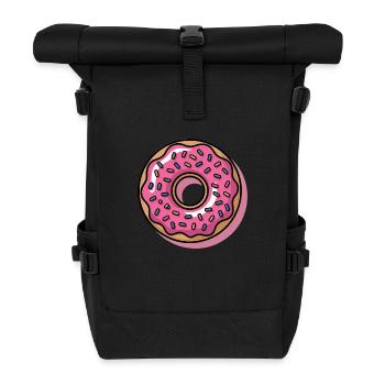 Pop Art Pink Donut Retro Motif - Roll Top Backpack - black - Front