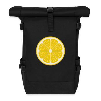 Pop-Art Zitronenscheibe Retro Motiv - Rolltop Rucksack - Schwarz - Vorne