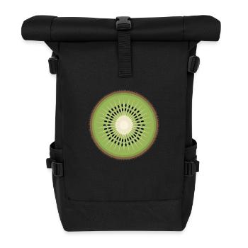 Kiwi Scheibe Pop-Art Frucht Grafik - Rolltop Rucksack - Schwarz - Vorne