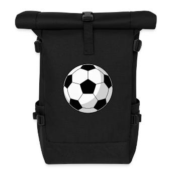 Soccer Black White Ball - Roll Top Backpack - black - Front