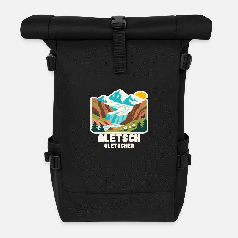 Aletsch Gletscher - Rolltop Rucksack - Schwarz
