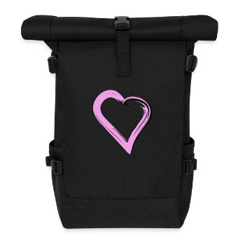 Herz in Pastellrosa - Rolltop Rucksack - Schwarz - Vorne