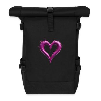 Splattering Pink Heart - Roll Top Backpack - black - Front