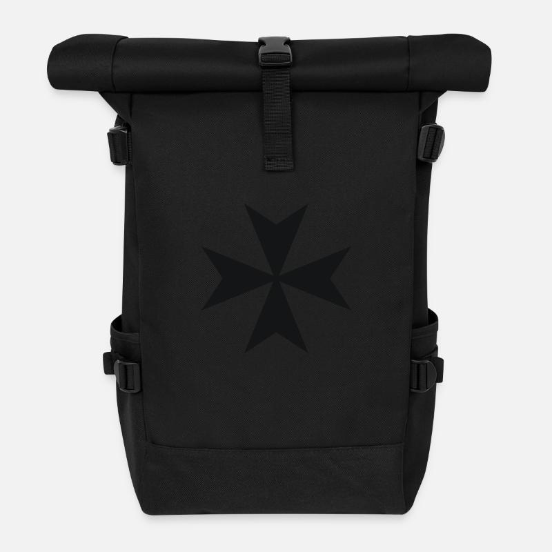 croix maltaise héraldique - Sac à dos roll top - noir