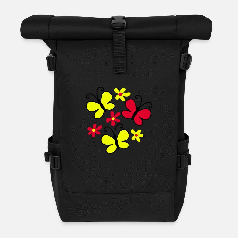 papillons - Sac à dos roll top - noir