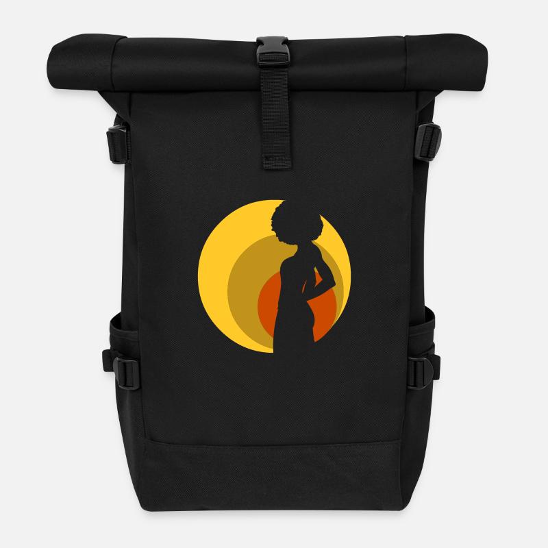 retro_afro_girl_01 - Sac à dos roll top - noir
