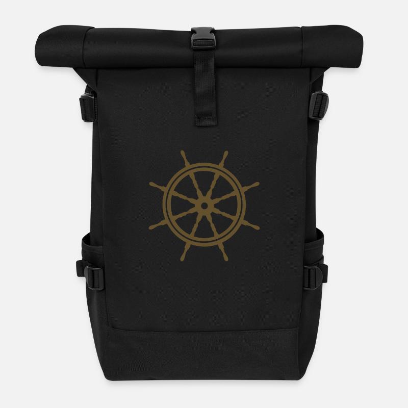Steuerrad filigran - Rolltop Rucksack - Schwarz