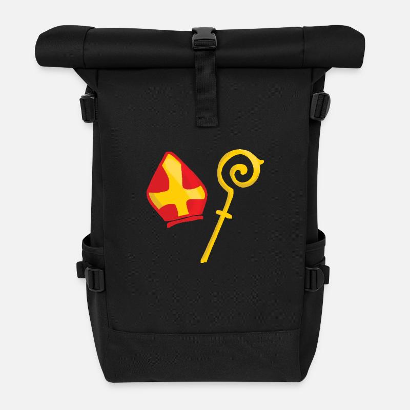 Mitra und Stab - Rolltop Rucksack - Schwarz