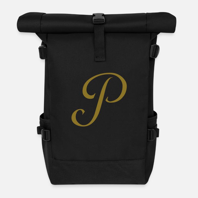 Buchstabe P - Rolltop Rucksack - Schwarz