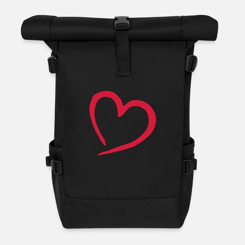herz - Rolltop Rucksack - Schwarz