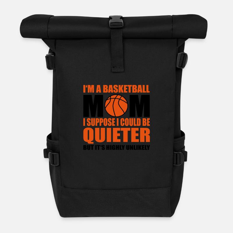 basketballmom - Roll Top Backpack - black