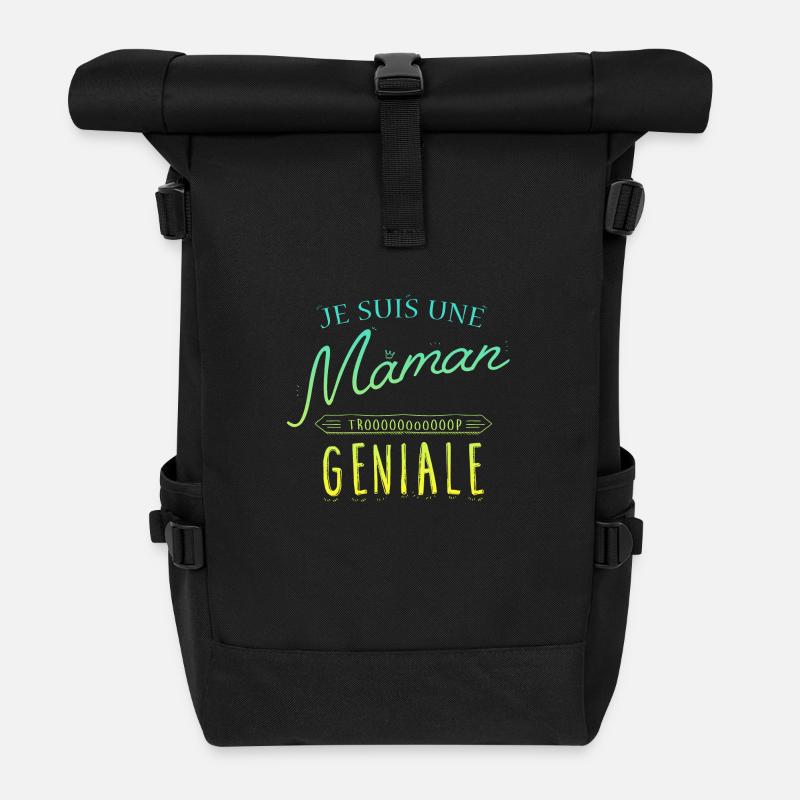 Je suis une Maman trooop geniale - Sac à dos roll top - noir