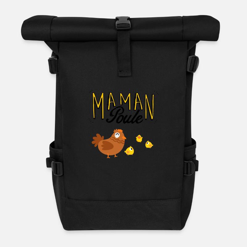 Maman poule - Sac à dos roll top - noir