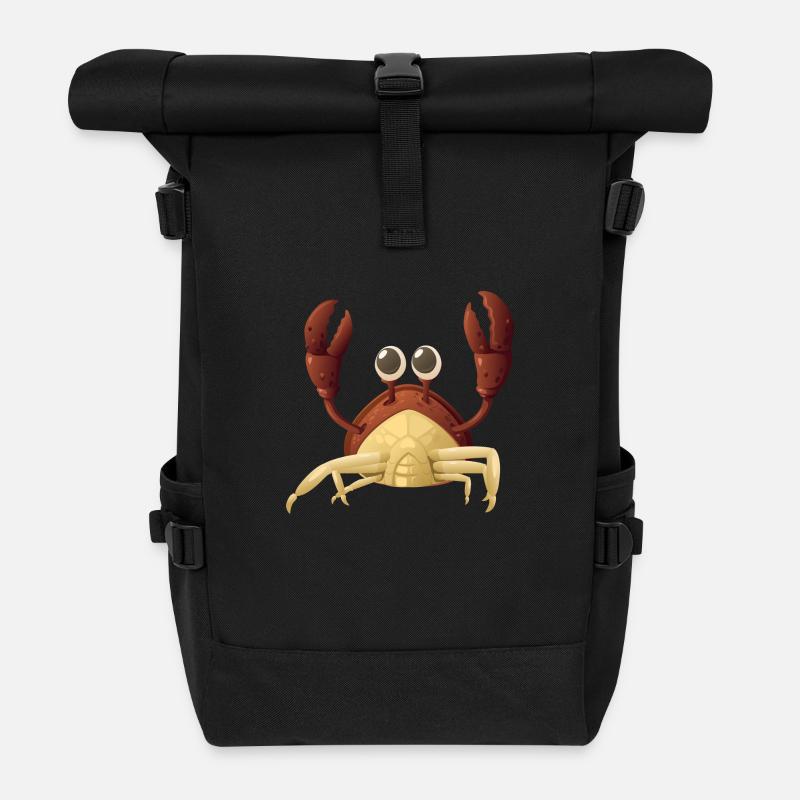 crabe rouge - Sac à dos roll top - noir