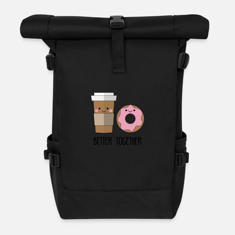 Beste Freunde: Better together - Coffe and Donut - Rolltop Rucksack - Schwarz