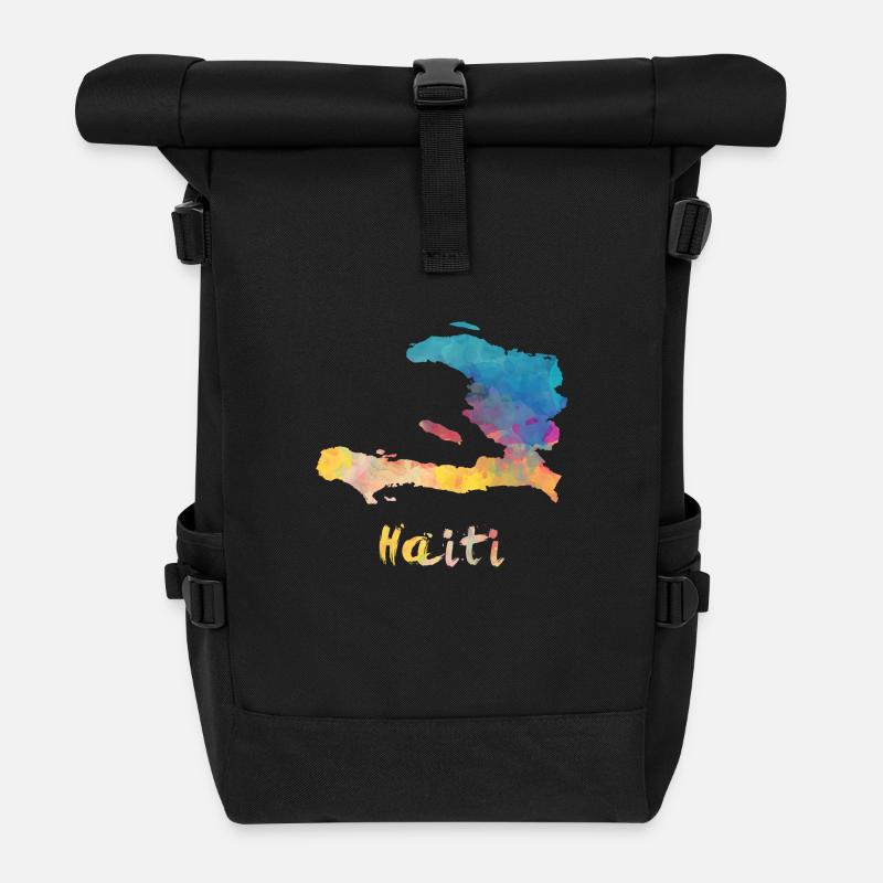 Pays Aquarelle Haïti - Sac à dos roll top - noir