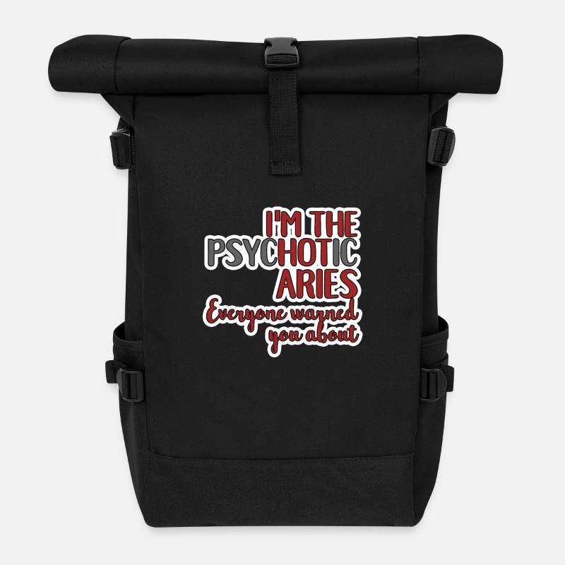 Sternzeichen Widder / Zodiac Aries - Rolltop Rucksack - Schwarz