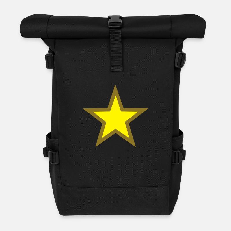 star - Roll Top Backpack - black