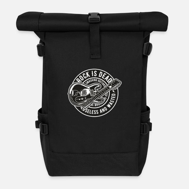 Rock Is Dead - Rolltop Rucksack - Schwarz
